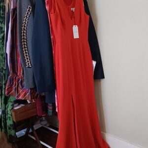 RED HOT Valentine NWT Slit Crepe Sleeveless Dress